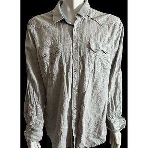 American Rag Mens Gray Western Pearl Snap Long Sleeve Shirt Front Pockets 2XL